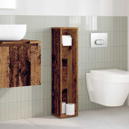 Badkamerkast met rolhouder oud hout 20,5x20x90 cm