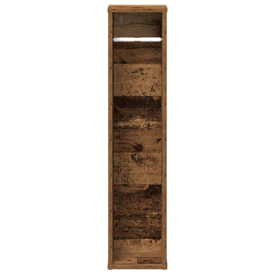 Badkamerkast met rolhouder oud hout 20,5x20x90 cm