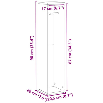 Badkamerkast met rolhouder oud hout 20,5x20x90 cm
