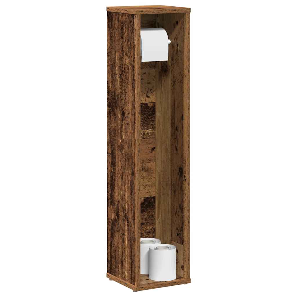 Badkamerkast met rolhouder oud hout 20,5x20x90 cm