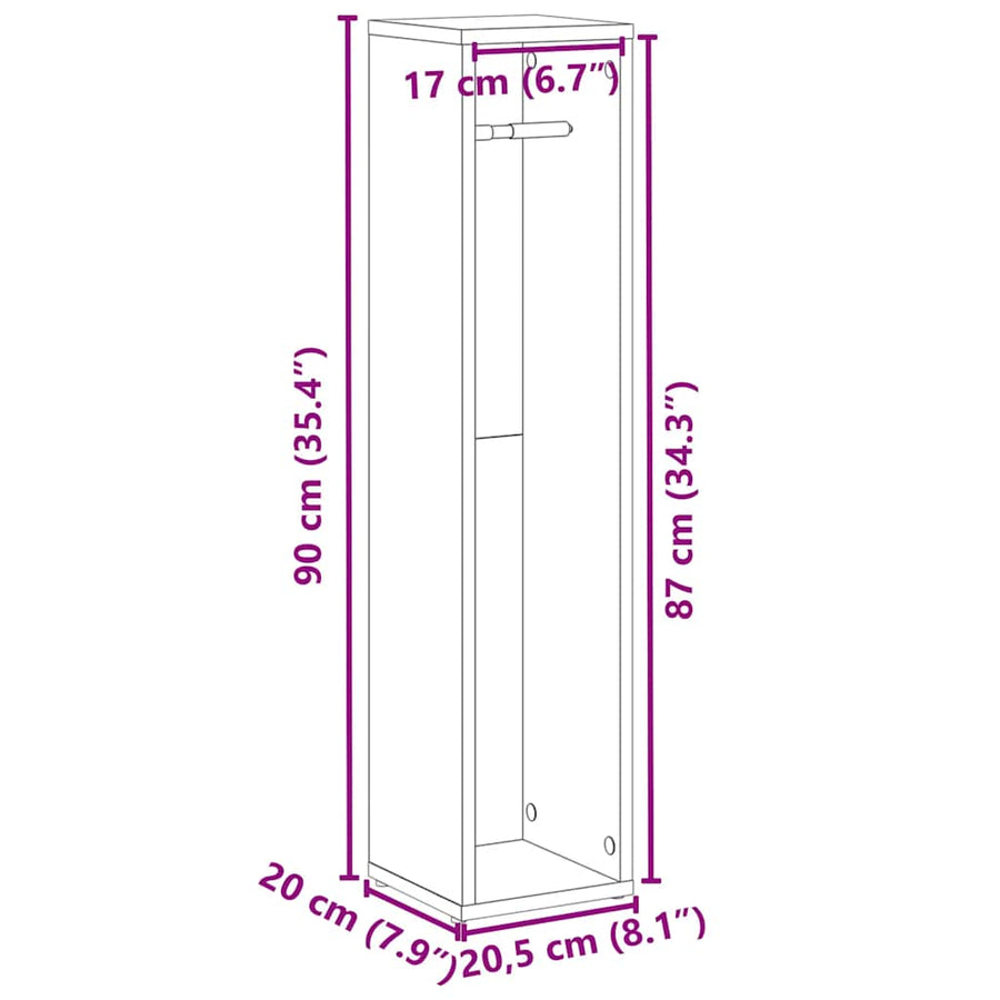 Badkamerkast met rolhouder Artisan Oak 20,5x20x90 cm