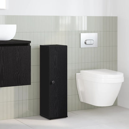 Badkamerkast met rolhouder 20,5x22x72 cm zwart