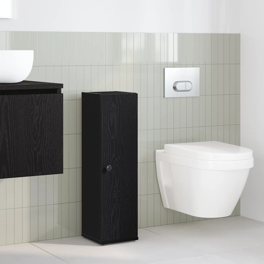 Badkamerkast met rolhouder 20,5x22x72 cm zwart
