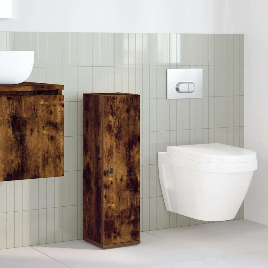 Badkamerkast met rolhouder 20,5x22x72 cm gerookt eikenkleurig