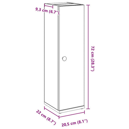 Badkamerkast met rolhouder 20,5x22x72 cm gerookt eikenkleurig