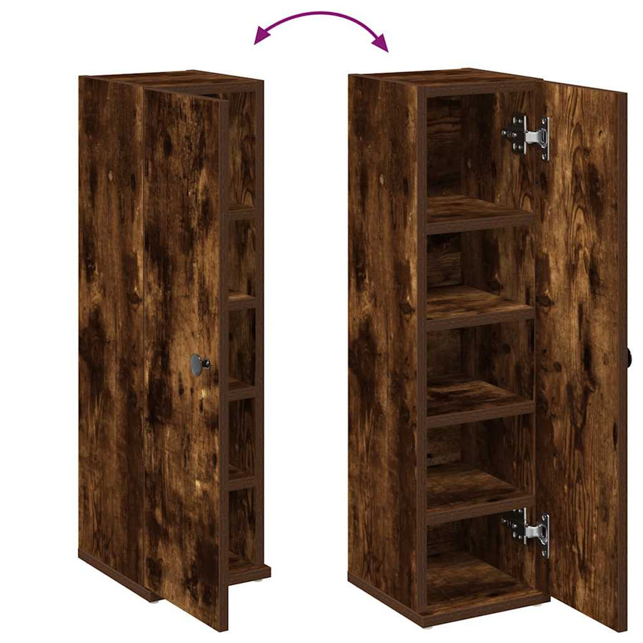 Badkamerkast met rolhouder 20,5x22x72 cm gerookt eikenkleurig