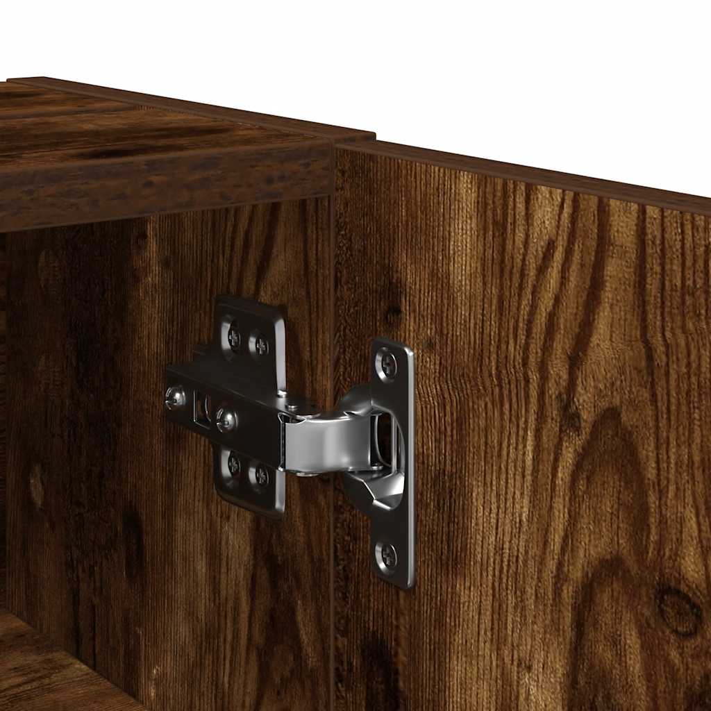 Badkamerkast met rolhouder 20,5x22x72 cm gerookt eikenkleurig