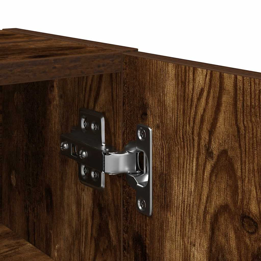 Badkamerkast met rolhouder 20,5x22x72 cm gerookt eikenkleurig
