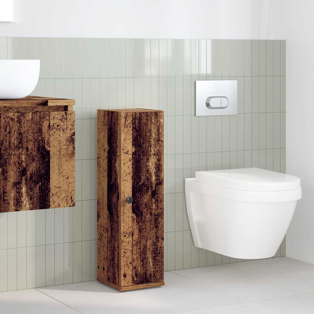 Badkamerkast met rolhouder 20,5x22x72 cm oud houtkleurig