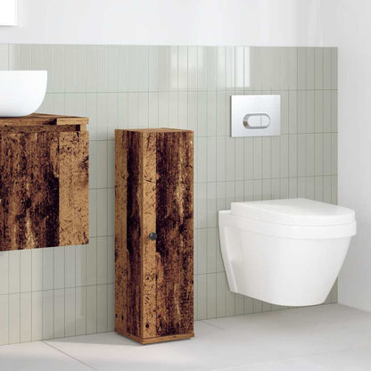 Badkamerkast met rolhouder 20,5x22x72 cm oud houtkleurig