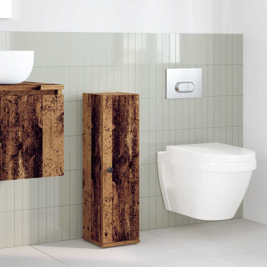Badkamerkast met rolhouder 20,5x22x72 cm oud houtkleurig