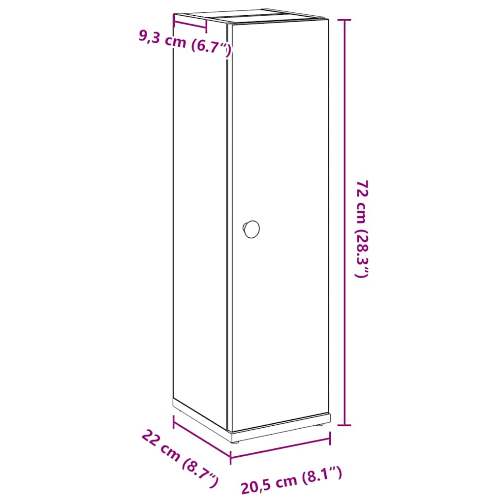 Badkamerkast Met Rolhouder 20,5X22X72 Cm Artisanaal Eikenkleur artisanaal eikenkleurig