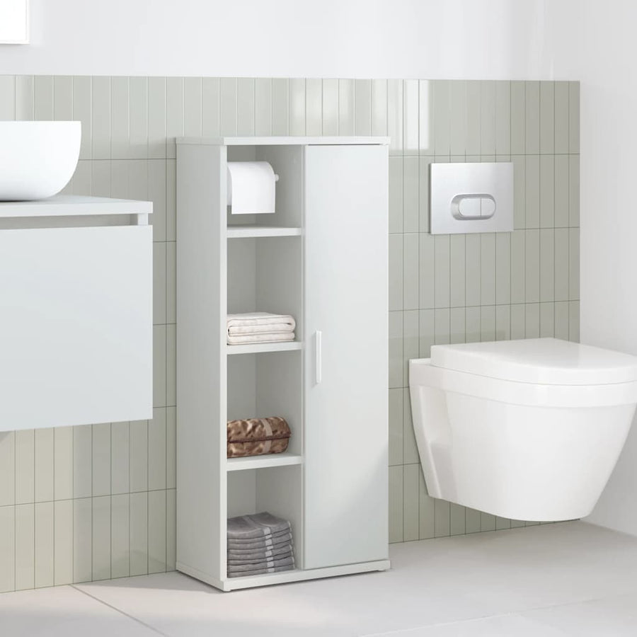 Badkamerkast met rolhouder 39x22x90 cm wit