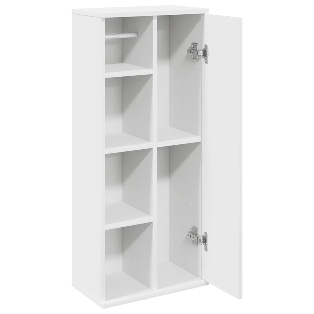 Badkamerkast met rolhouder 39x22x90 cm wit