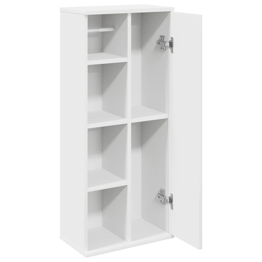 Badkamerkast met rolhouder 39x22x90 cm wit