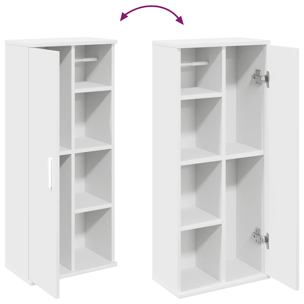 Badkamerkast met rolhouder 39x22x90 cm wit