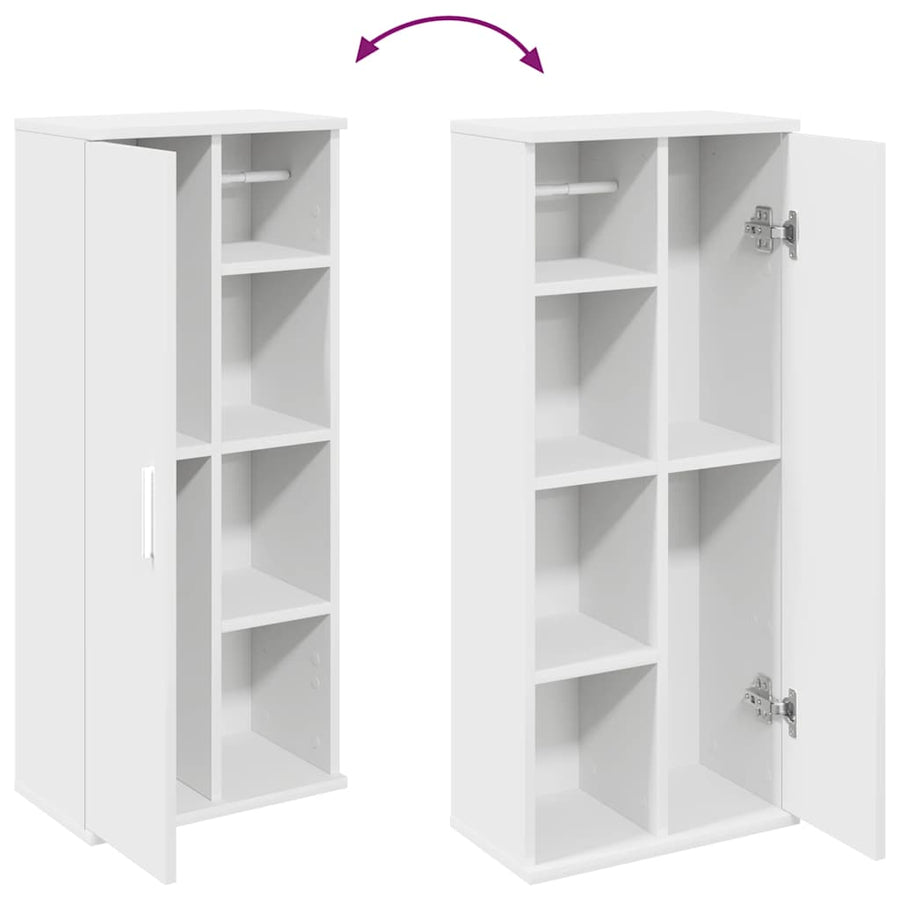 Badkamerkast met rolhouder 39x22x90 cm wit