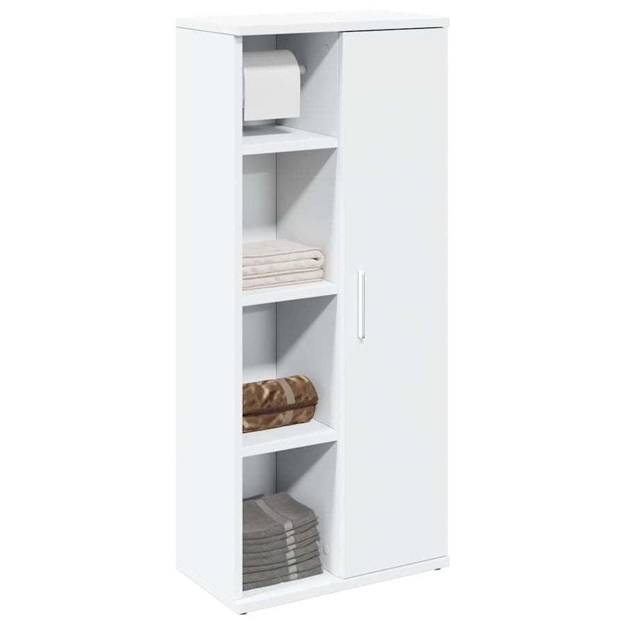 Badkamerkast met rolhouder 39x22x90 cm wit