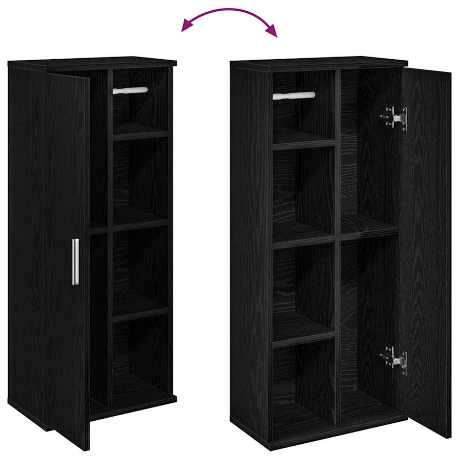 Badkamerkast met rolhouder 39x22x90 cm zwart