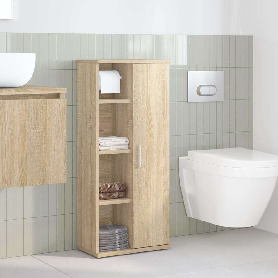 Badkamerkast met rolhouder 39x22x90 cm sonoma eikenkleurig