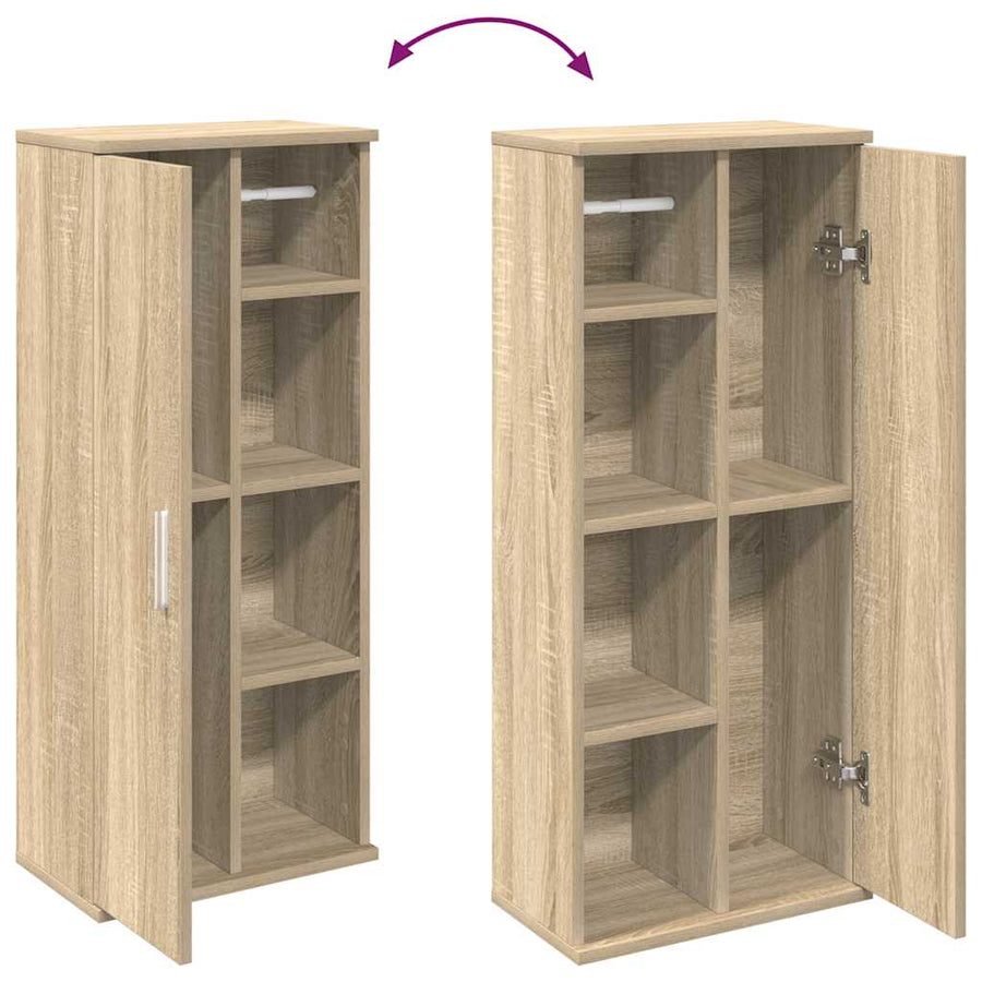 Badkamerkast met rolhouder 39x22x90 cm sonoma eikenkleurig
