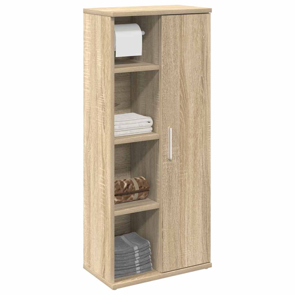 Badkamerkast met rolhouder 39x22x90 cm sonoma eikenkleurig
