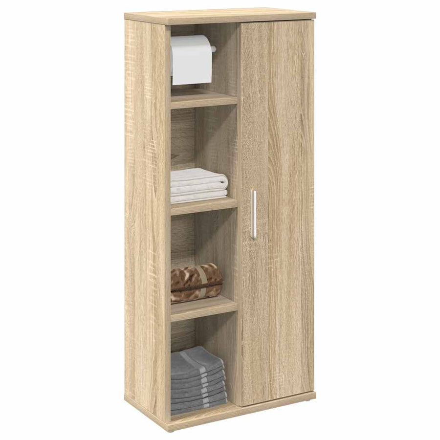 Badkamerkast met rolhouder 39x22x90 cm sonoma eikenkleurig