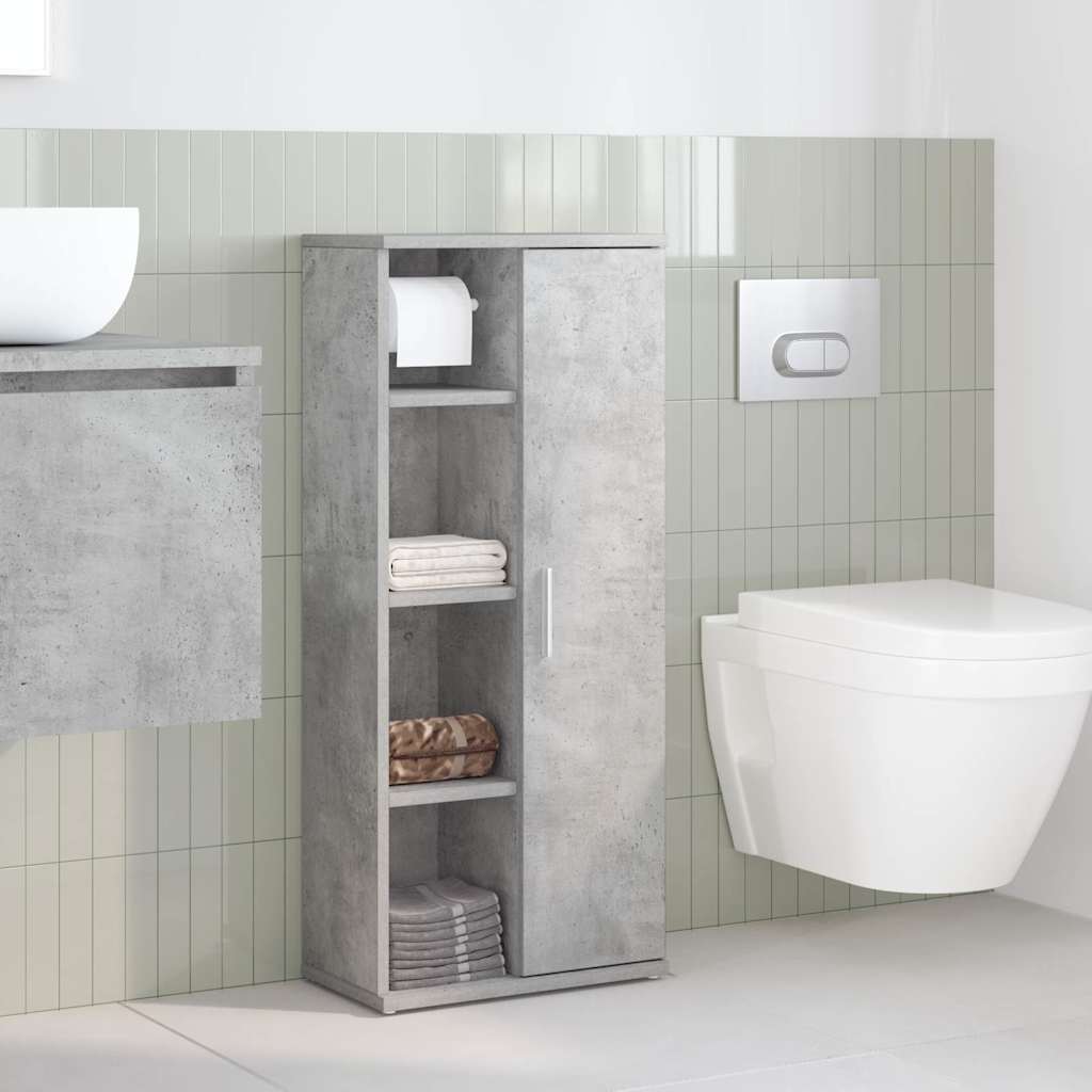 Badkamerkast met rolhouder 39x22x90 cm betongrijs