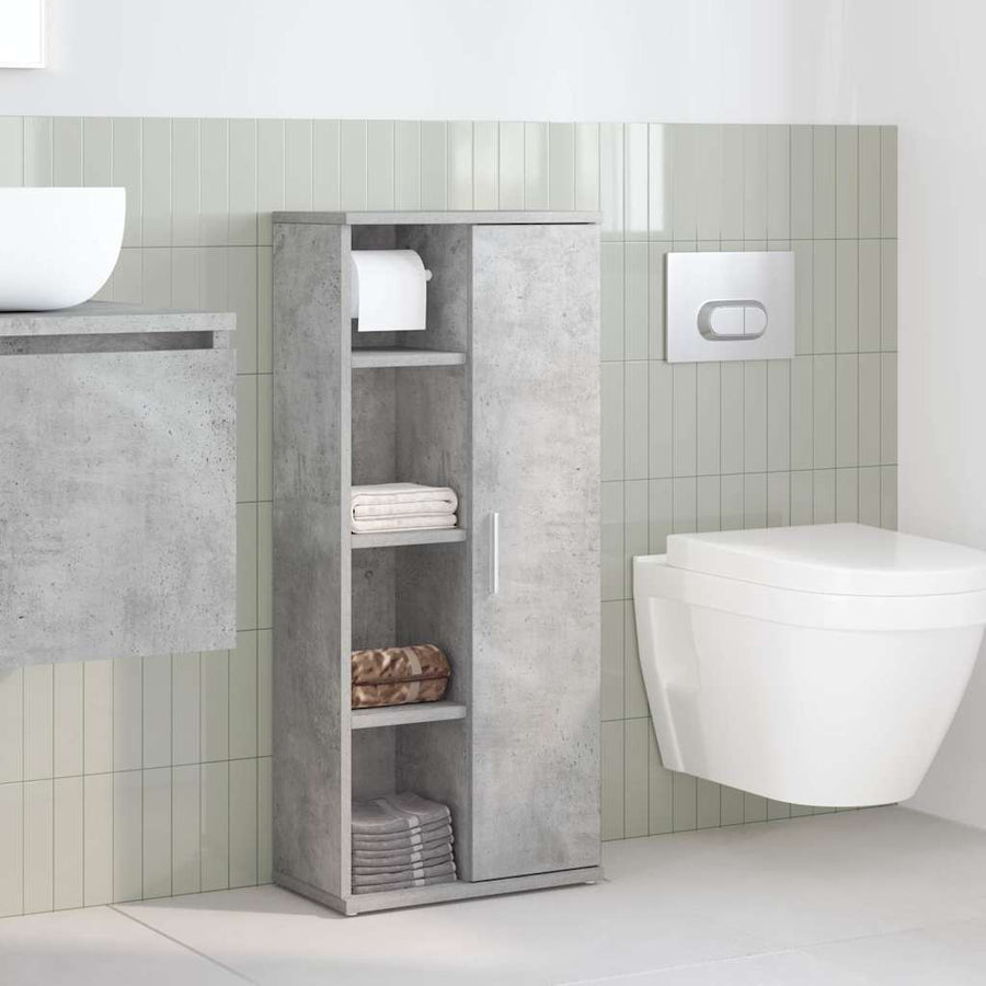 Badkamerkast met rolhouder 39x22x90 cm betongrijs