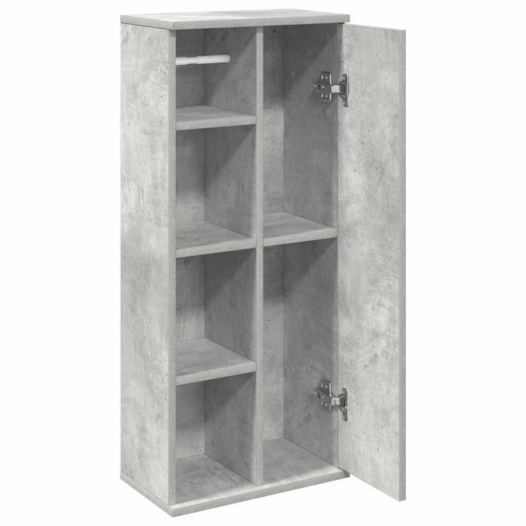 Badkamerkast met rolhouder 39x22x90 cm betongrijs