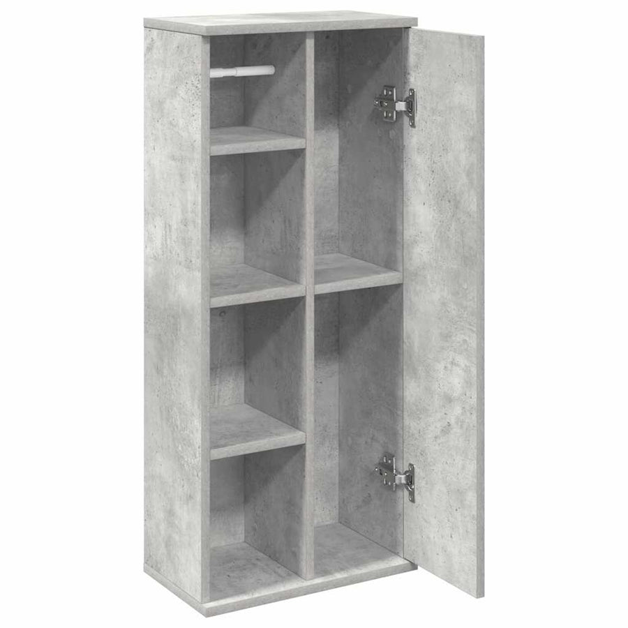 Badkamerkast met rolhouder 39x22x90 cm betongrijs