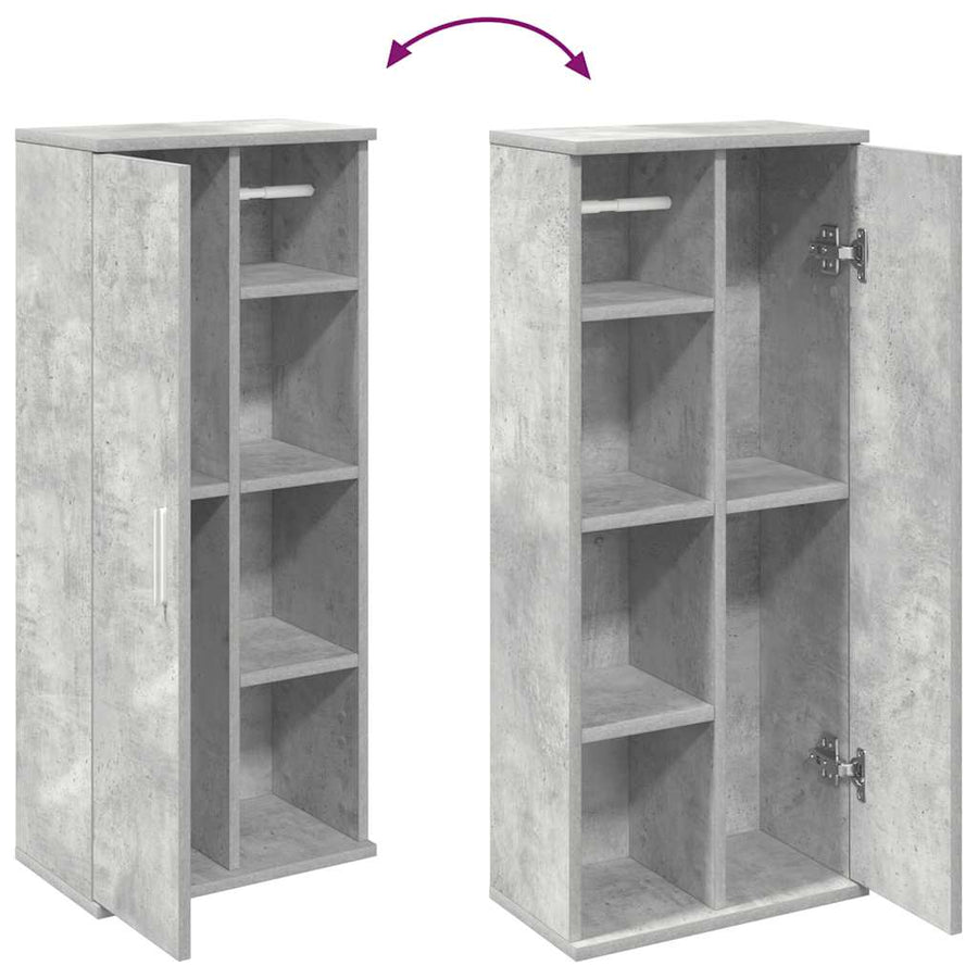Badkamerkast met rolhouder 39x22x90 cm betongrijs
