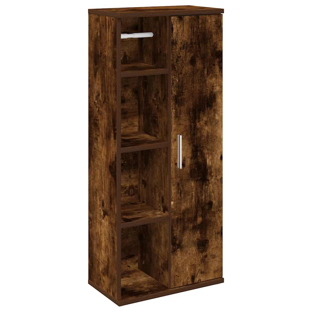 Badkamerkast met rolhouder 39x22x90 cm gerookt eikenkleurig