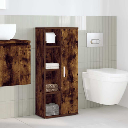 Badkamerkast met rolhouder 39x22x90 cm gerookt eikenkleurig