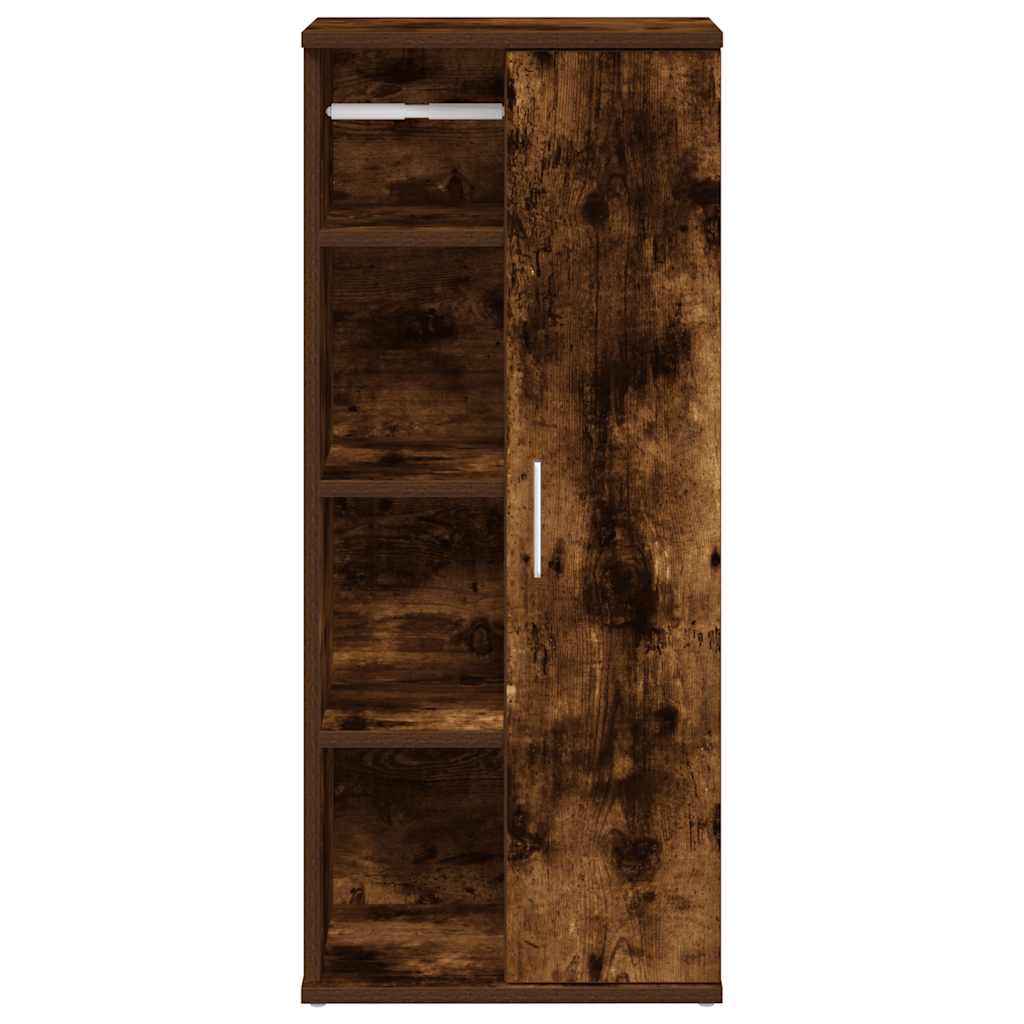 Badkamerkast met rolhouder 39x22x90 cm gerookt eikenkleurig
