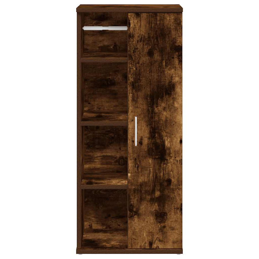 Badkamerkast met rolhouder 39x22x90 cm gerookt eikenkleurig