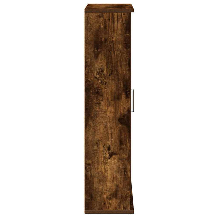 Badkamerkast met rolhouder 39x22x90 cm gerookt eikenkleurig