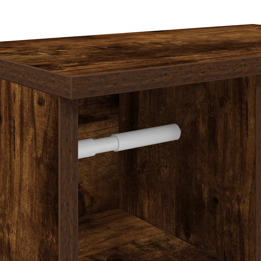 Badkamerkast met rolhouder 39x22x90 cm gerookt eikenkleurig