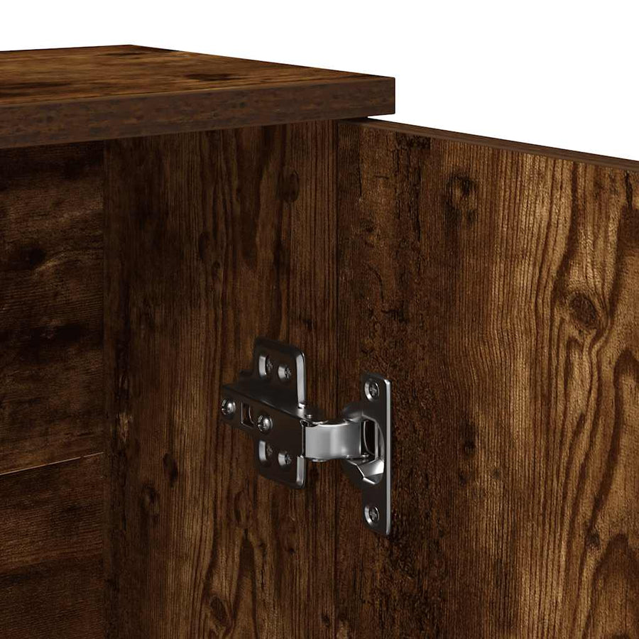 Badkamerkast met rolhouder 39x22x90 cm gerookt eikenkleurig