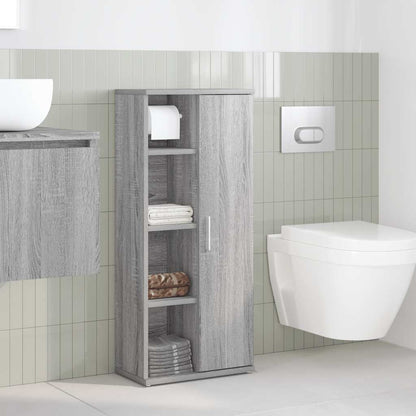 Badkamerkast met rolhouder 39x22x90 cm grijs sonoma eiken