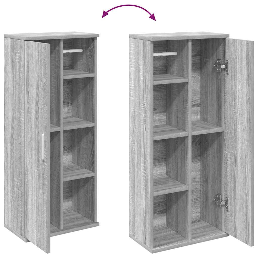 Badkamerkast met rolhouder 39x22x90 cm grijs sonoma eiken