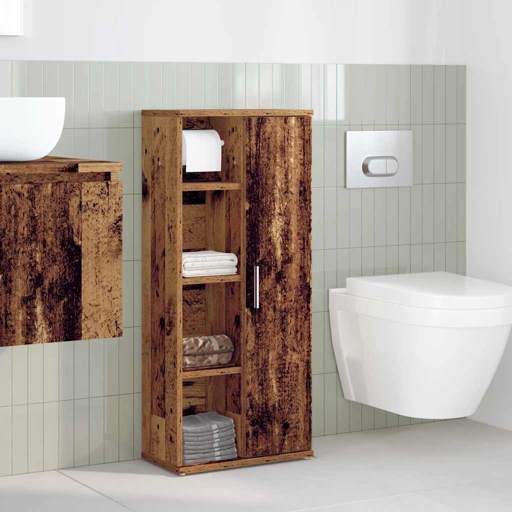 Badkamerkast met rolhouder 39x22x90 cm oud houtkleurig