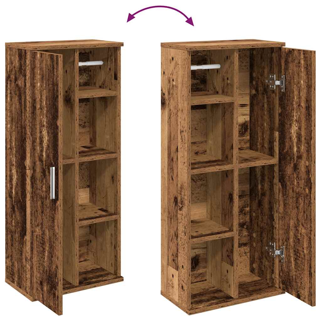 Badkamerkast met rolhouder 39x22x90 cm oud houtkleurig