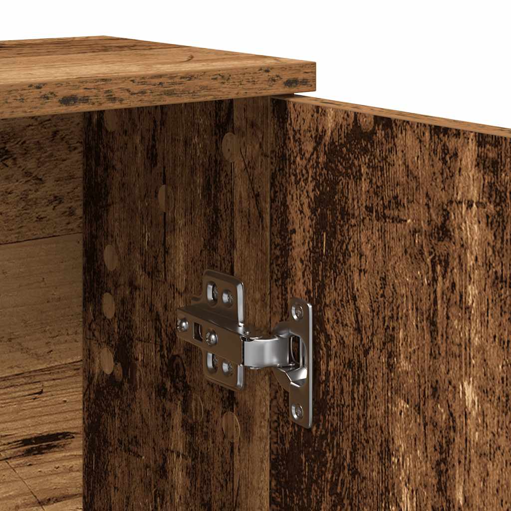 Badkamerkast met rolhouder 39x22x90 cm oud houtkleurig
