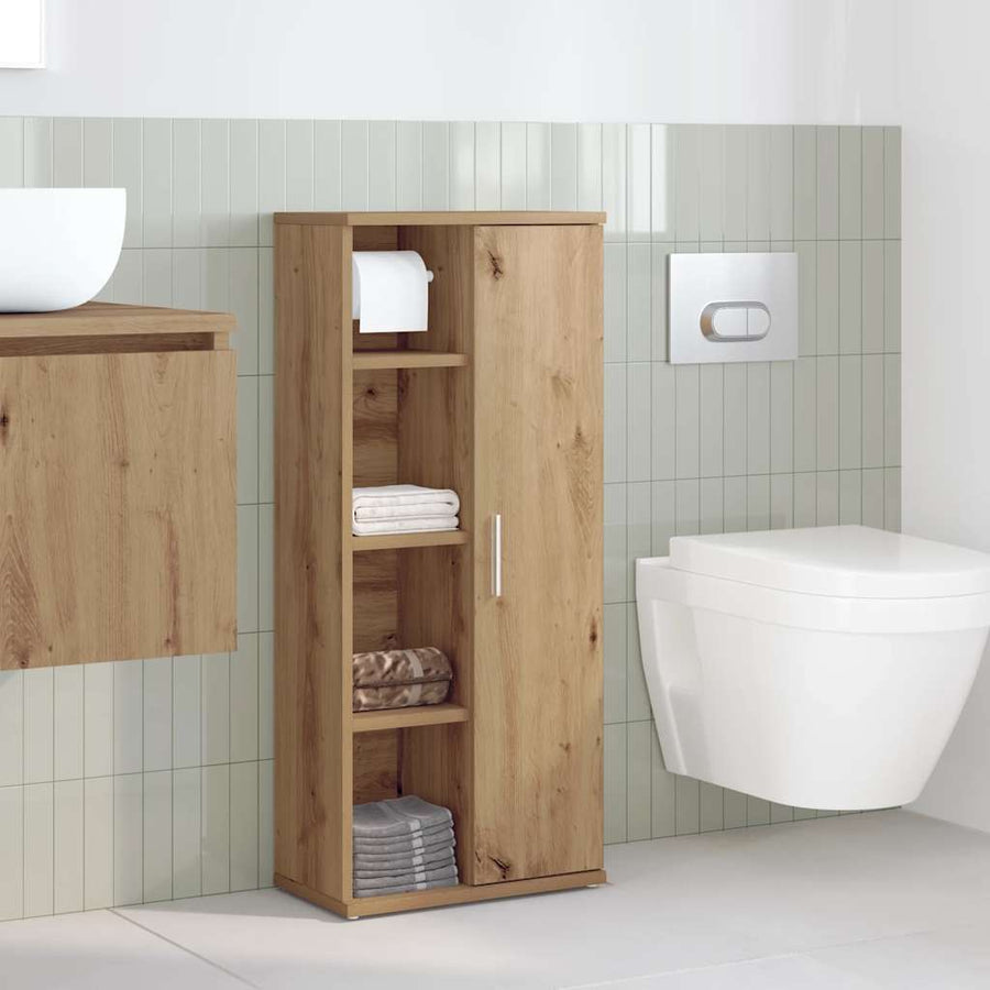 Badkamerkast Met Rolhouder 39X22X90 Cm Artisanaal Eikenkleur artisanaal eikenkleurig