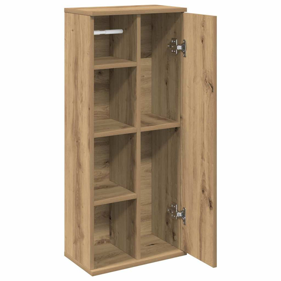 Badkamerkast Met Rolhouder 39X22X90 Cm Artisanaal Eikenkleur artisanaal eikenkleurig