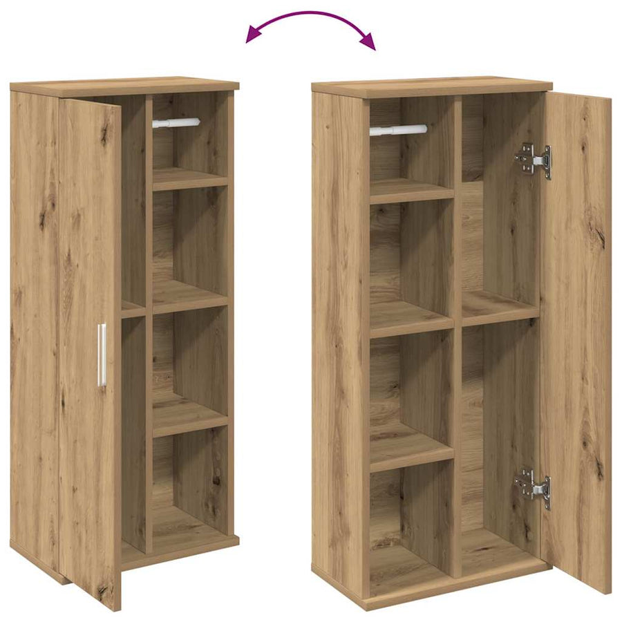 Badkamerkast Met Rolhouder 39X22X90 Cm Artisanaal Eikenkleur artisanaal eikenkleurig