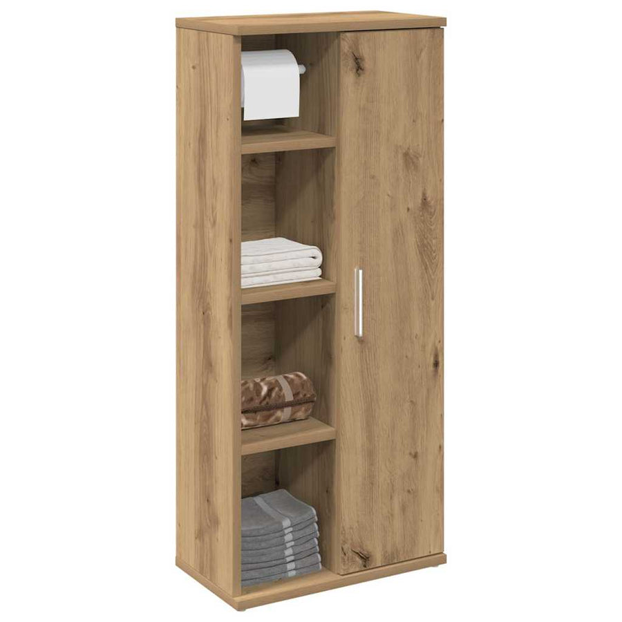 Badkamerkast Met Rolhouder 39X22X90 Cm Artisanaal Eikenkleur artisanaal eikenkleurig