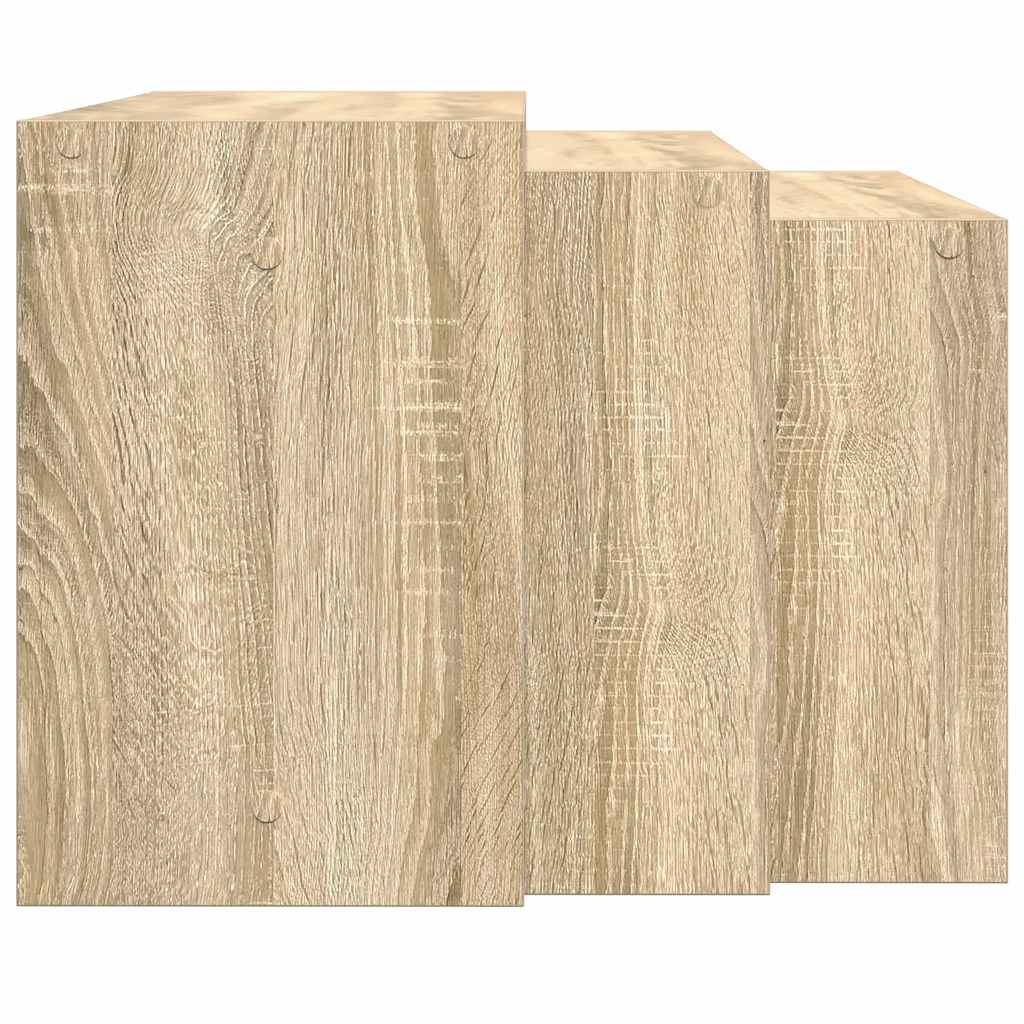 3-delige Tafeltjesset bewerkt hout sonoma eikenkleurig