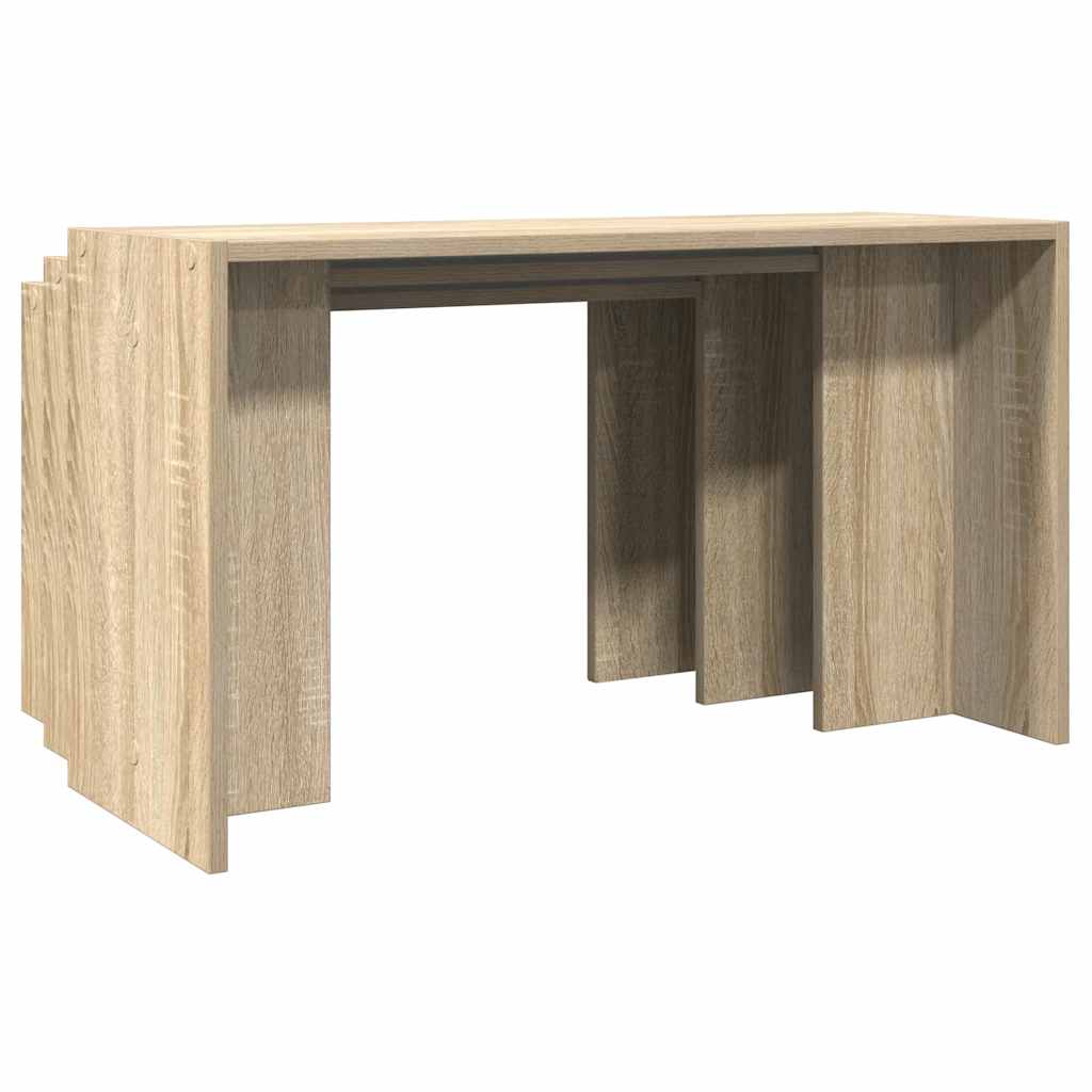 3-delige Tafeltjesset bewerkt hout sonoma eikenkleurig